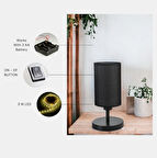 YENİ RUMELİ PİLLİ SİYAH SİYAH ABAJURLU MASA LAMBASI