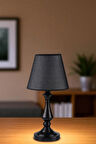 MEGAN SİYAH PRAMİT HASIR SİYAH ABAJURLU MASA LAMBASI