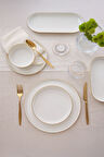 Kütahya Porselen V-Form Mat Altın File 26 Parça 6 Kişilik Yemek Takımı
