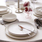 Kütahya Porselen Bone Crest 24 Parça Yemek Takımı Platin File