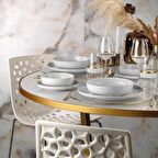 Mood Altın Fileli 24 Parça 6 Kişilik Modern Yuvarlak Porselen Yemek Takımı