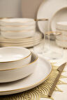 Kütahya Porselen Moderna 18 Parça 6 Kişilik Yemek Takımı Altın File