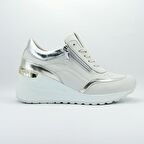 Janestt Kadın Bej Dolgu Topuklu Yandan Fermuarlı Hakiki Deri Spor Ayakkabı 113-1481