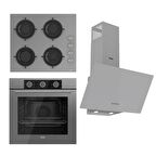 Ferre FLOWART BASIC Serisi Gri Ankastre Set (CS208 + XE62CPR + D088 )