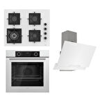 Ferre FLAMEART SC Serisi Beyaz Set (SC406-WFA + XE63CB +D064 ) - 65 cm'lik Kare Döküm Izgara-WOK