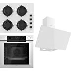 Ferre Steamart-Fryart Serisi Beyaz Set (CS206-FA + QEP64CB +D078) - Emaye Izgara