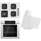 Ferre Fryart Serisi Beyaz Set (SC406-WFA + QEP63CB +D078) - Döküm Izgara / 65 cm Ocak