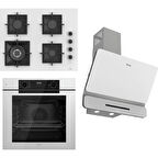 Ferre Fryart-Sılentart Serisi Beyaz Set (SC406-WFA + QEP63CB +D081-SA) - Döküm Izgara / 65 cm Ocak