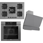 Ferre Fryart Serisi Gri Set (SS038 + QEP63CPR +D082) - Döküm Izgara / 75 cm Ocak