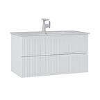 Orka Moonlight 90 Cm Banyo Alt Dolabı Lavabo Dahil Mat Beyaz