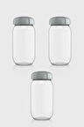 Renga Rhea 1000 ml Gri Kapaklı 3'lü Cam Kavanoz Seti 131012