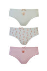 3lü Kız Çocuk Desenli Slip Külot İnce Lastikli Sevimli Rahat