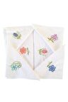 Hediyelik İşlemeli Kadın Mendili 6 lı Paket 28x28 cm 100 Pamuk