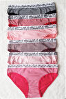 6 lı Kadın Çizgili Karışık Renk Pamuklu Bikini Külot With Love