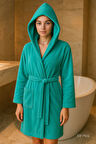 Genç Kız / Erkek Çocuk Kapşonlu Garson Boy Kadife Bornoz %100 Pamuklu