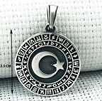 Göktürk Alfabesi Yazılı Ay Yıldız 925 Ayar Gümüş Erkek Kolye Ucu