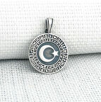 Göktürk Alfabesi Yazılı Ay Yıldız 925 Ayar Gümüş Erkek Kolye Ucu