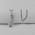 Kuş Tüyü 925 Ayar Gümüş Erkek Kolye