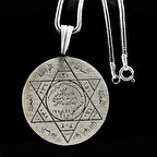 Süleyman Mührü Kalın Zincirli 925 Ayar Gümüş Erkek Kolye