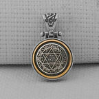 Ortası Dönen Süleyman Mührü 925 Ayar Gümüş Erkek Kolye