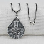 Esmahul Husna Dua İşlemeli Mührü Süleyman 925 Ayar Gümüş Erkek Kolye