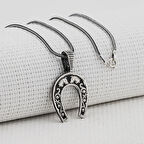 Nal Tasarımlı At Detaylı Kalın Zincir  925 Ayar Gümüş Erkek Kolye