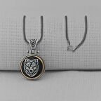 Bozkurt Motifli Ortası Dönen  925 Ayar  Gümüş Erkek Kolye