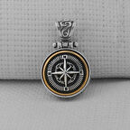 Pusula Tasarımlı Ortası Dönen 925 Ayar Gümüş Erkek Kolyesi Ucu