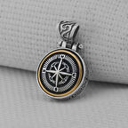 Pusula Tasarımlı Ortası Dönen 925 Ayar Gümüş Erkek Kolyesi Ucu