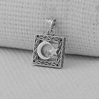 Ay Yıldız Kare Tasarımlı 925 Ayar Gümüş Erkek Kolye
