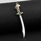 Yeşil Zirkon Taşlı Osmanlı 925 Ayar Gümüş Erkek Kolye Ucu