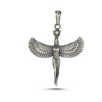 Mısır Antik tanrıcası İsis Figürlü Üç Boyutlu 925 Ayar Gümüş Erkek Kolye Ucu