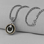 Ay Yıldız Ortası Dönen   925 Ayar Gümüş Erkek Kolye