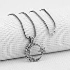 Ay Yıldız Tasarımlı  925 Ayar Gümüş Erkek Kolye