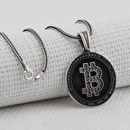Bitcoin 925 Ayar Gümüş Erkek Kolye