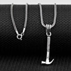 Çekiç Tasarımlı 925 Ayar Gümüş Erkek Kolye