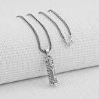 Kalp Anahtar Dualı Cevşen 925 Ayar Gümüş Erkek Kolye