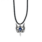 Ejderha Tasarımlı Zirkon Taşlı Deri İpli 925 Ayar Gümüş Erkek Kolye