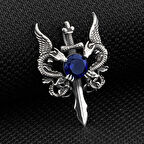 Ejderha Tasarımlı Zirkon Taşlı 925 Ayar Gümüş Erkek Kolye Ucu