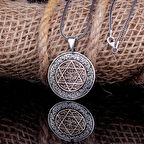 Hz Süleyman Mührü Fetih Suresi İkinci Ayeti Yazılı 925 Ayar Gümüş Erkek Kolye