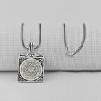 Hz Süleyman Mührü Kare Model 925 Ayar Gümüş Erkek Kolye