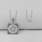 Hz Süleyman Mührü Kare Model 925 Ayar Gümüş Erkek Kolye