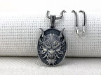 Japon Oni Maskesi Tasarımlı Üç Boyutlu 925 Ayar GümüşErkek Kolyesi