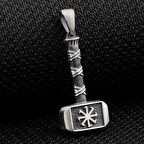 Kalın Balyoz  Çekiç 925 Ayar GümüşErkek Kolyesi Ucu