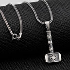 Kalın Balyoz  Çekiç 925 Ayar GümüşErkek Kolyesi