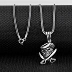 Kuru Kafa Tasarımlı 925 Ayar Gümüş Erkek Kolye