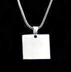 Kare Düz Parlak 925 Ayar Gümüş Erkek Kolye