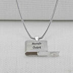 Kişiye Özel Dikdörtgen Tasarımlı Kabi Cevşen Muska 925 Ayar Gümüş Erkek Kolye