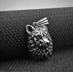 Kurt Kafası  925 Ayar Gümüş Erkek Kolye Ucu