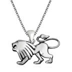 Aslan Kafası Motifli 925 Ayar Gümüş Erkek Kolye